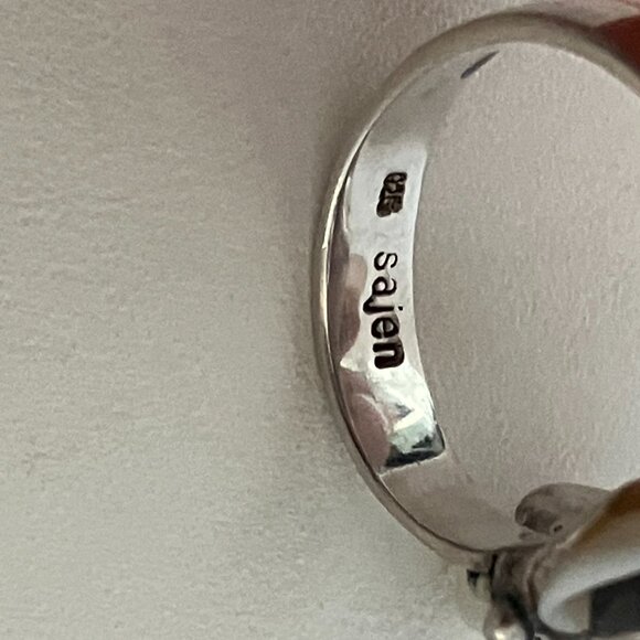 Mother of Pearl & Amethyst 925 Sterling Silver ring - Picture 5 of 6